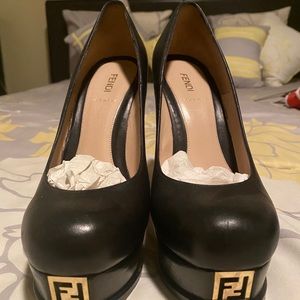 Fendi Logo Platform Heels